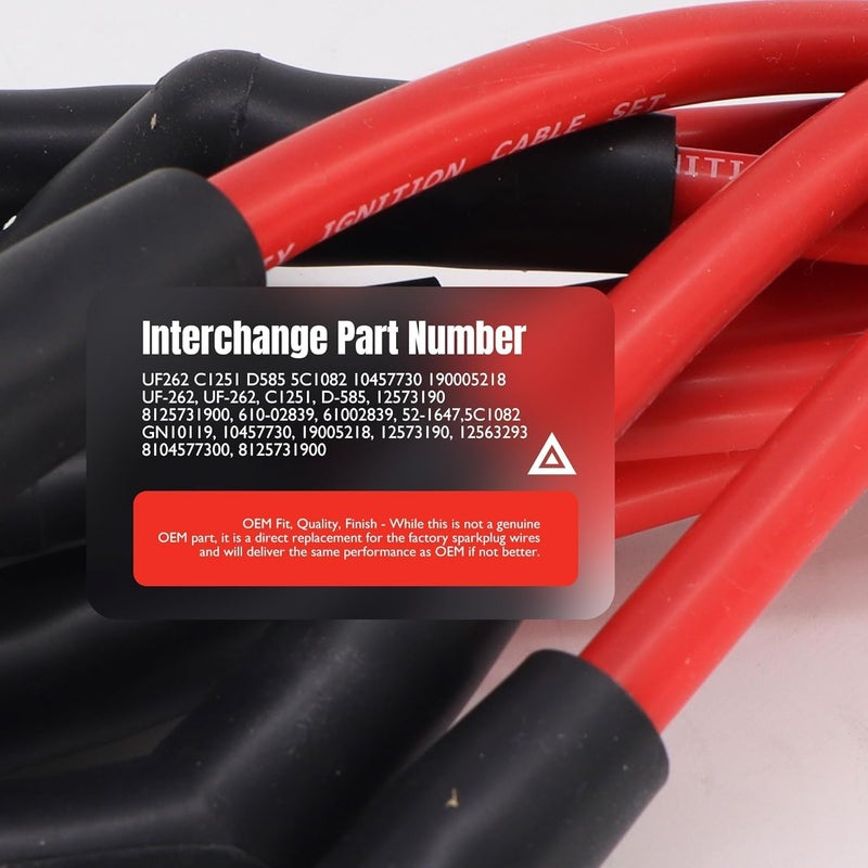 OXCANO 57730 New Heat Spark Plug Ignition Wires Set Compatible with LSx LS1 LS2 LS3 LS6 LS7,Buick Rainier,Cadillac Escalade,Chevrolet Chevy Avalanche Express 1500 2500 3500 Silverado,GMC - Image 4